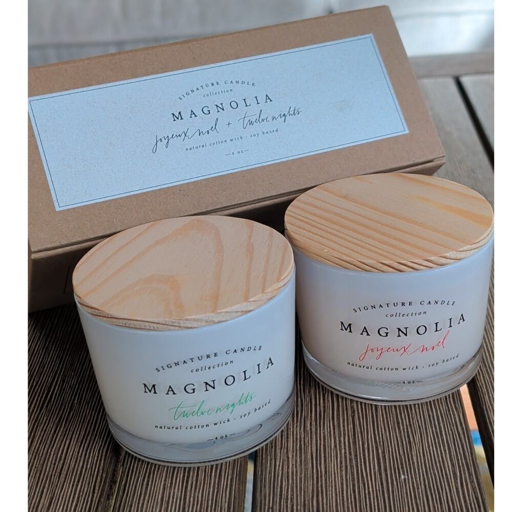 Magnolia Signature Candle Collection Twelve Nights Joyeux Noel Set Of 2 - New
